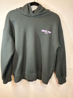 White Fox Vol.3 Hoodie Charcoal Lavender Graphic Pullover Size Large